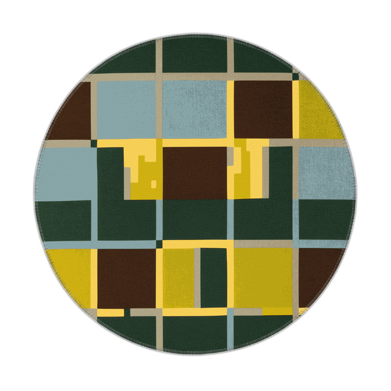 Gridded Growth Indoor And Outdoor Area Rug, Round 5'