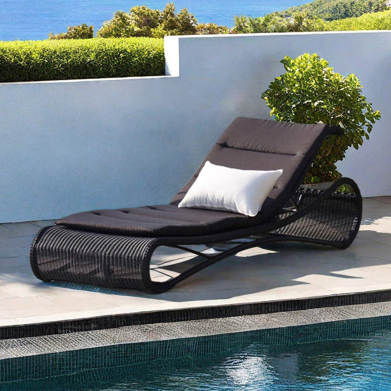 Fauteuil inclinable pour l'extérieur, Noir