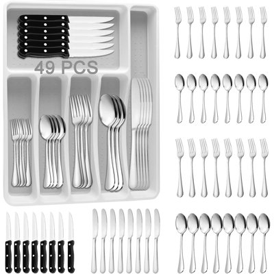 49 Piece Silverware Set With Storage Compartment