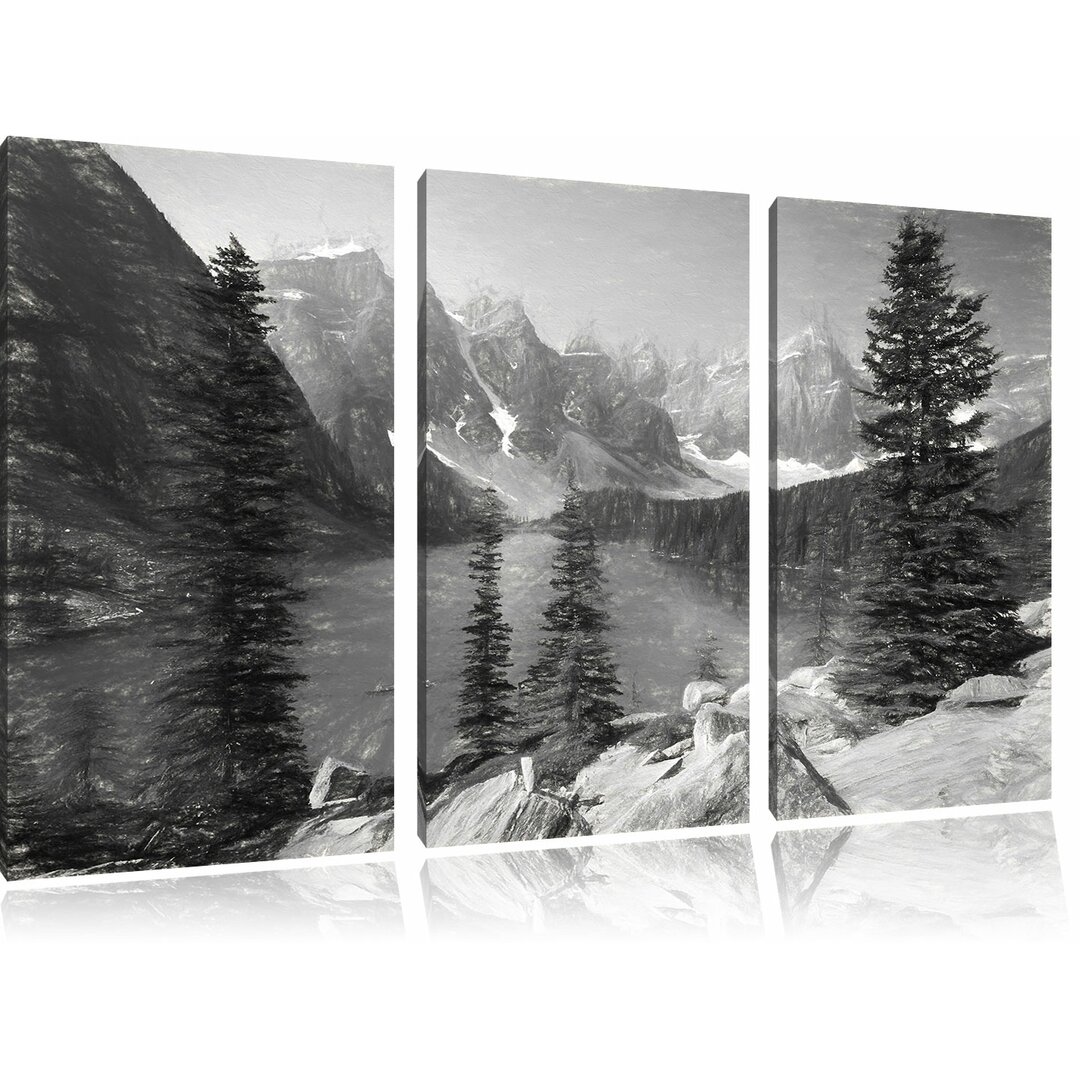 3-tlg. Leinwandbild-Set „Moraine Lake kanadische Berge“, Kunstdruck