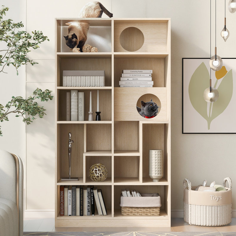 Cat-Friendly Furniture Style Bookcase & Cat Tree Shelves