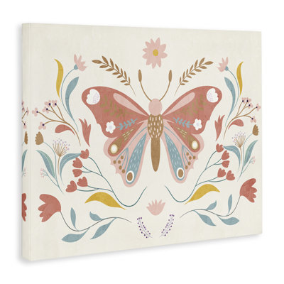  Boho Folk Butterfly Canvas Wall Art by Kim Allen