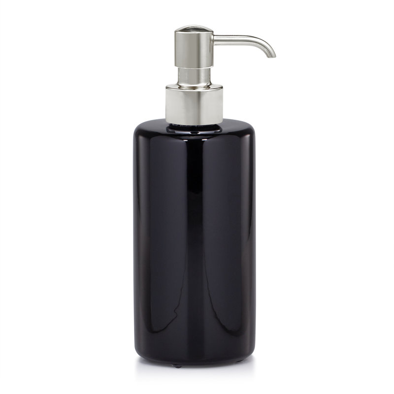 Domus Black Gloss Soap / Lotion Dispenser, Polished Nickel