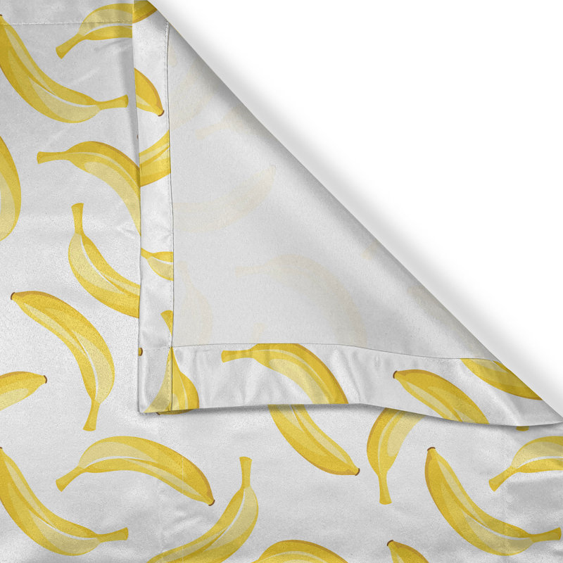 Rustic curtain, cartoon banana, yellow and white