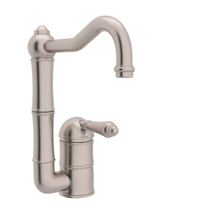 Acqui® Column Spout Lever Handle Bar/Food Prep Faucet, Satin Nickel, With Side Spray, Metal Lever Handles