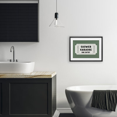 Shower Karaoke Voucher Framed Print Under Glass, design by Lettered and Lined