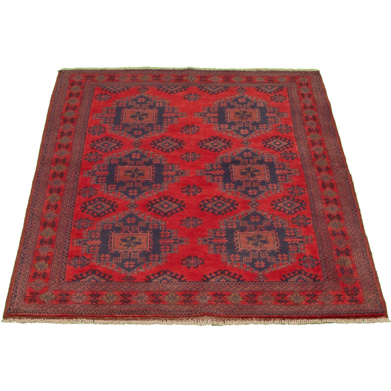 Tapis de zone en laine rouge 4 pi 2 po x 6 pi 5 po à main one-of-kind-noué la 2010 esari Allaina