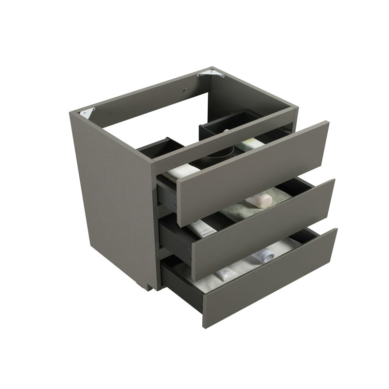 Alice-36,Floor cabinet WITHOUT basin, Gray color, With three drawers, Pre-assembled, Gray