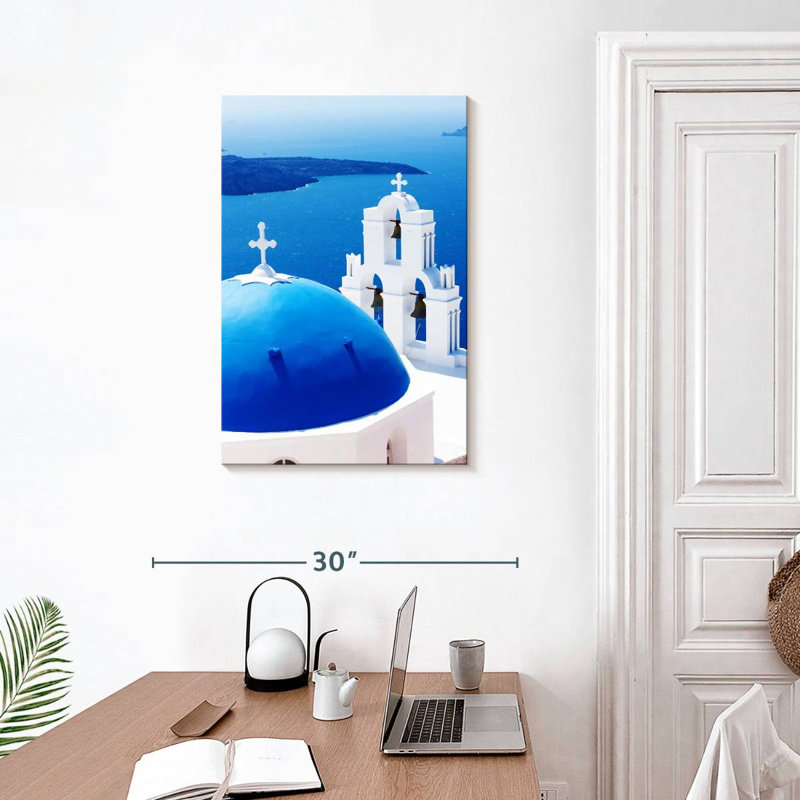 Adella Blue Domed Church, 30" H x 20" W