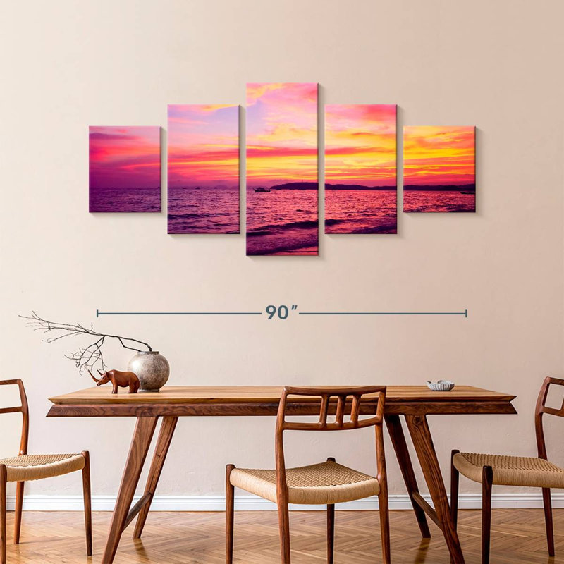 Coucher de soleil thaïlandais tropical Avonni, H 42 po x l 92 po