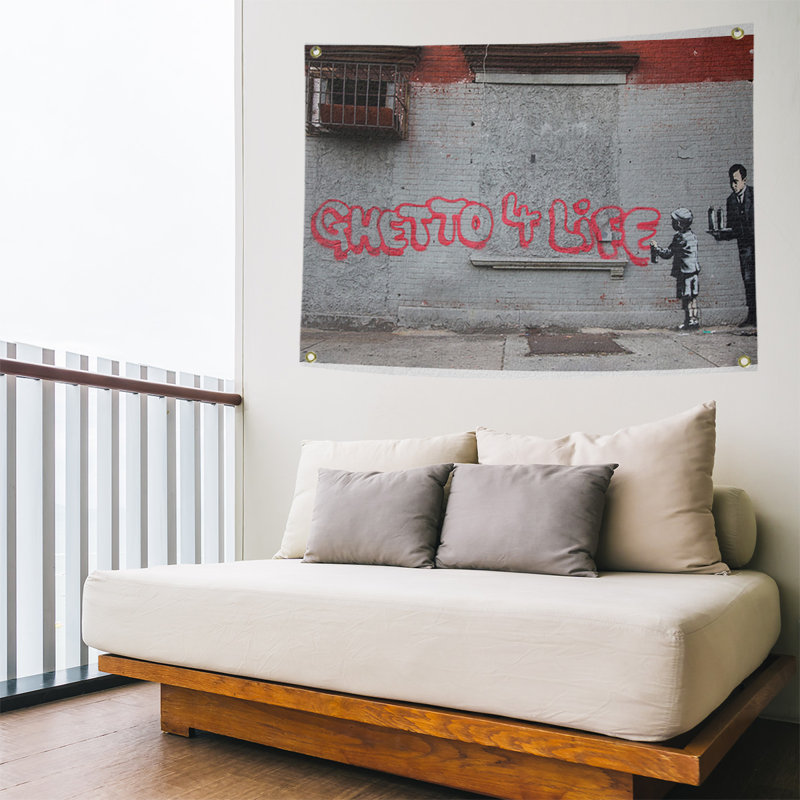 Tapisserie ghetto 4 life en polyester, H 59 po x l 80 po x P 1 po