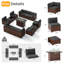 Ensemble de conversation modulaire en rotin pour l'extérieur avec table pour foyer 10 personnes-518326101-511477749