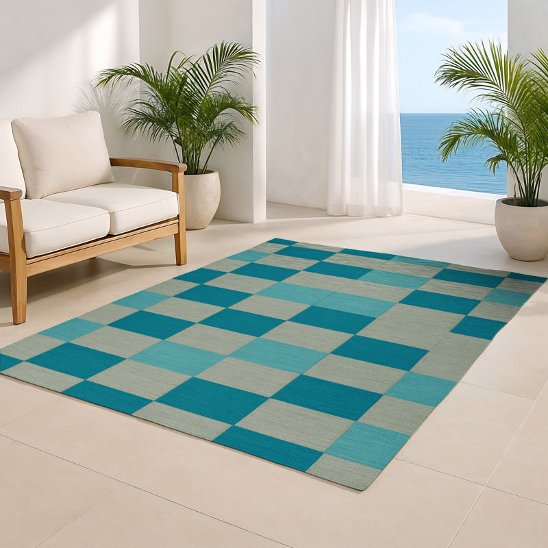 Tapis d'intérieur et d'extérieur à carreaux gris, Rectangle 4pi x 6 pi