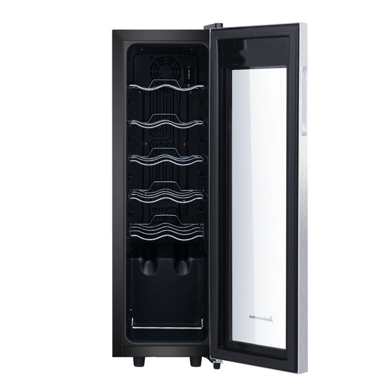 Kalamera 12-Bottle Black Stainless Steel Freestanding Wine Cooler
