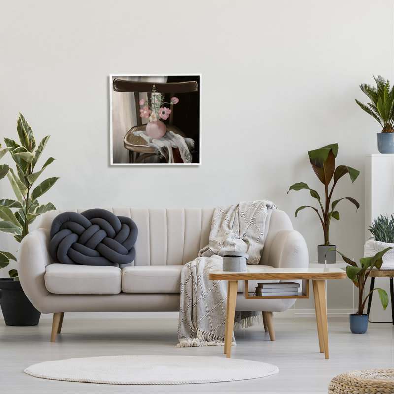 Vase Serene, H 24 po x l 24 po x P 1,5 po, Giclée encadrée blanc bord de mer