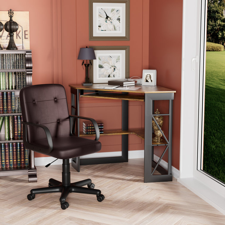 2 Piece Triangle Computer Desk Office Set with Chair