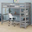 Lit mezzanine avec tablettes de rangement et bureau sous le lit-1634330863