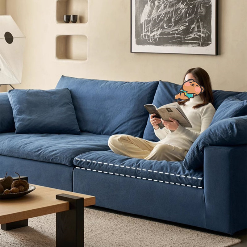 Tofu-Block Minimalist Cloud Straight Sofa