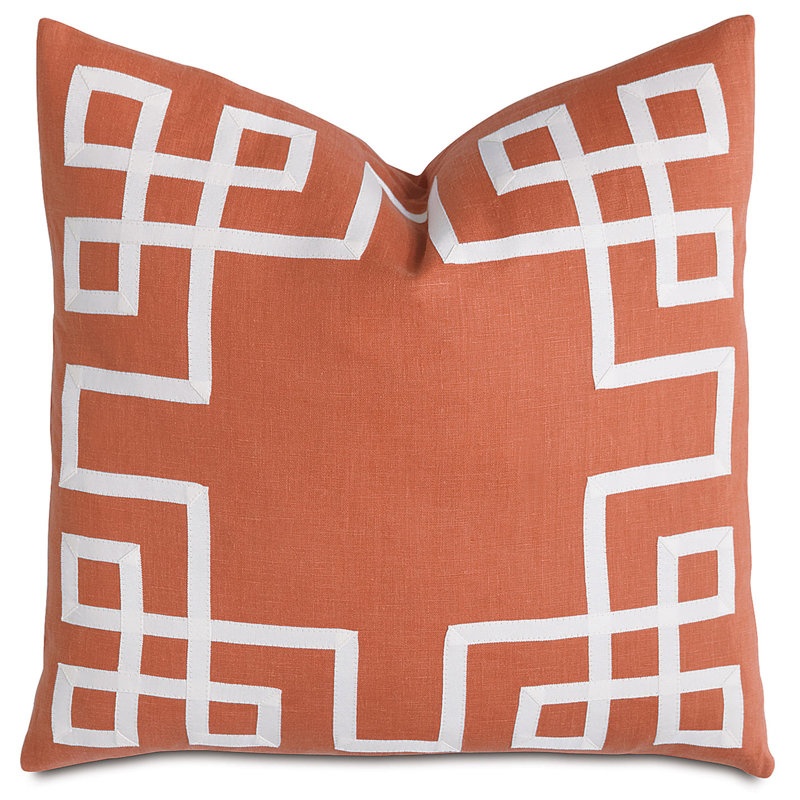 Housse et insert de coussin carré en lin Gavin Barclay Butera, Brise mandarine