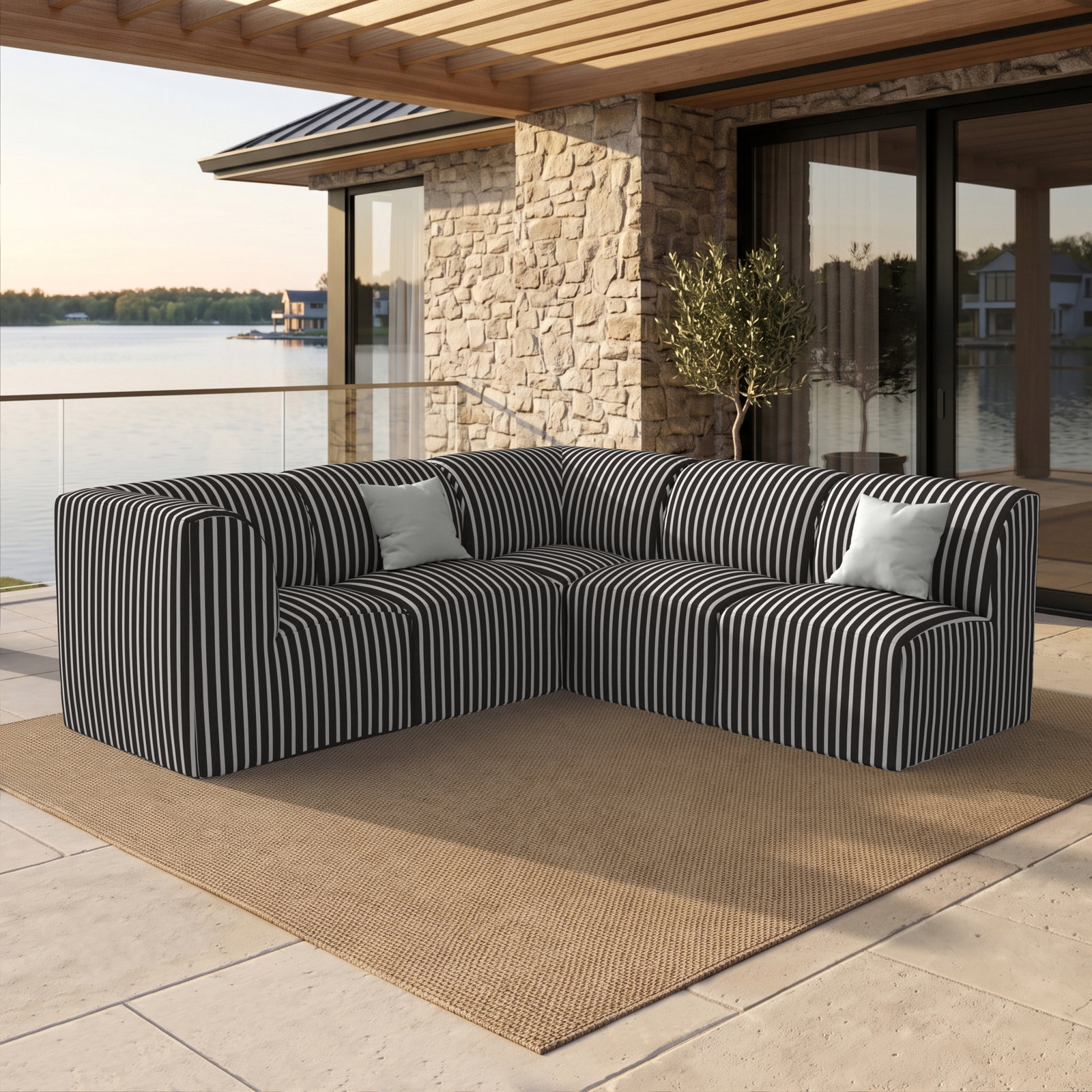 Eliana 5-Person Sunbrella® Patio Seating Group, Sunbrella Shore Classic