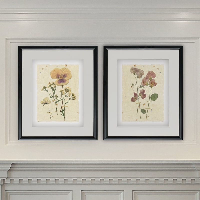 « pressed pansy »-2 pièces, ensemble de 2 reproductions de photos sur papier, Noir