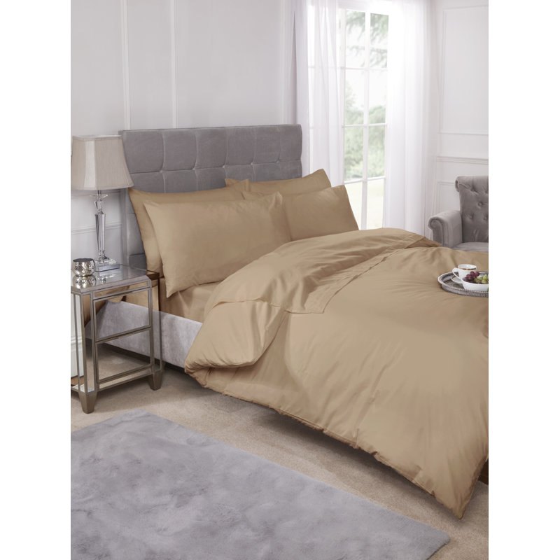 Percale Cotton Blend Solid Colour Duvet Cover Set with Pillow Shams Included, Double Duvet Cover + 2 Standard Pillowcases