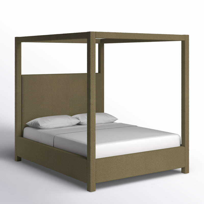 Denn Donnelly Bed, King, Olive Boucle Fabric