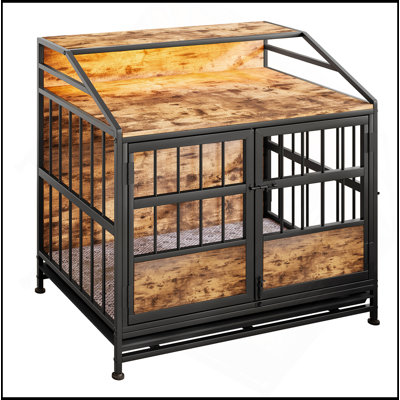 Multi-Function Furniture Style Dog Crates With Storage, Dog Crate Furniture Large Wooden Dog Kennel With Double Doors, For Large/Medium Dog Indoor, Br
