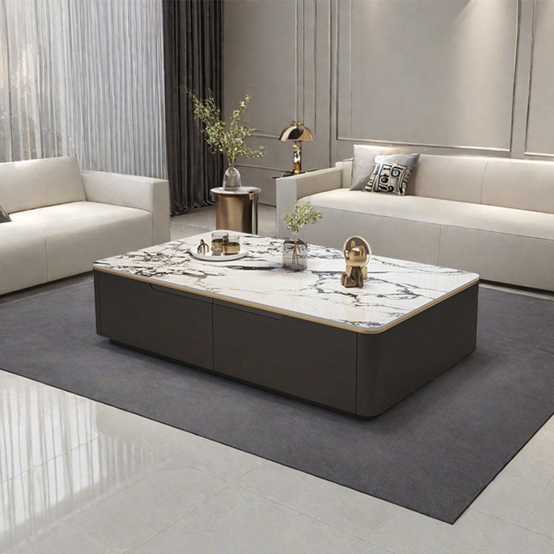Light luxury rectangular rock table, 15'' H x51.2'' L x 27.6'' W
