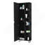 Armoire à miroir en lin, quatre tablettes intérieures, cinq tablettes extérieures - noir-3142247
