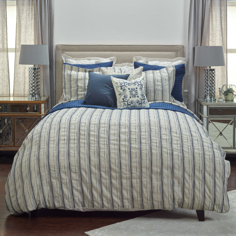 Venida Traditional Linen Striped Duvet Cover, King Duvet Cover