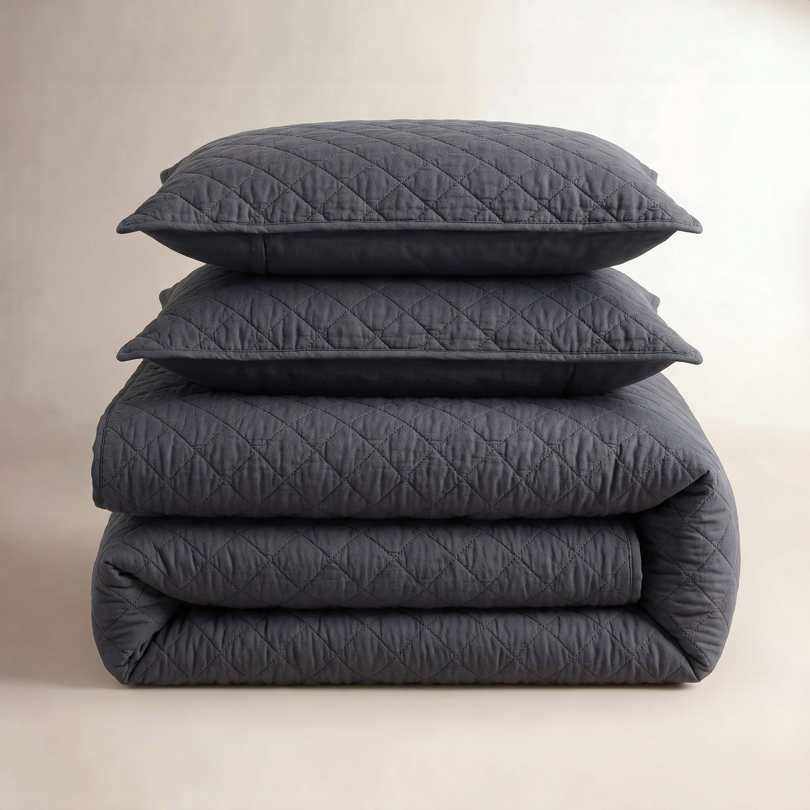 Bostwick Cotton Gauze Quilt Set, King Quilt + 2 King Shams, Charcoal