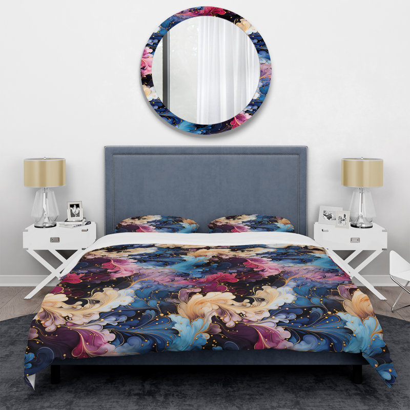 Blue Galactic Dreams Marble Dreams - Ensemble de housse de couette en marbre