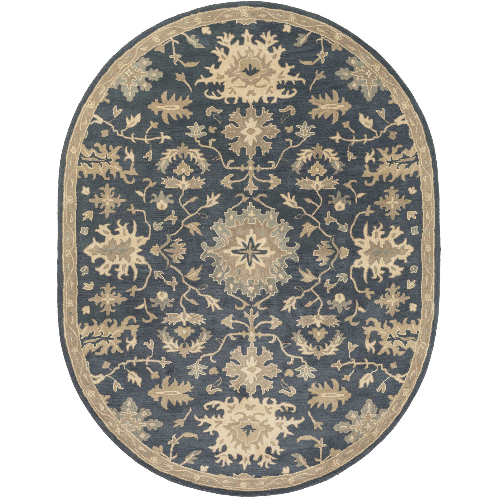 Arden Hand-Tufted Wool Floral Rug, Oval 6' x 9'