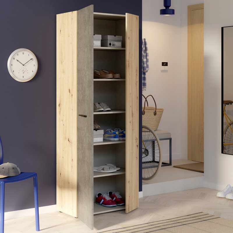 Shilu 18 Pair Shoe Storage, Grey/Oak