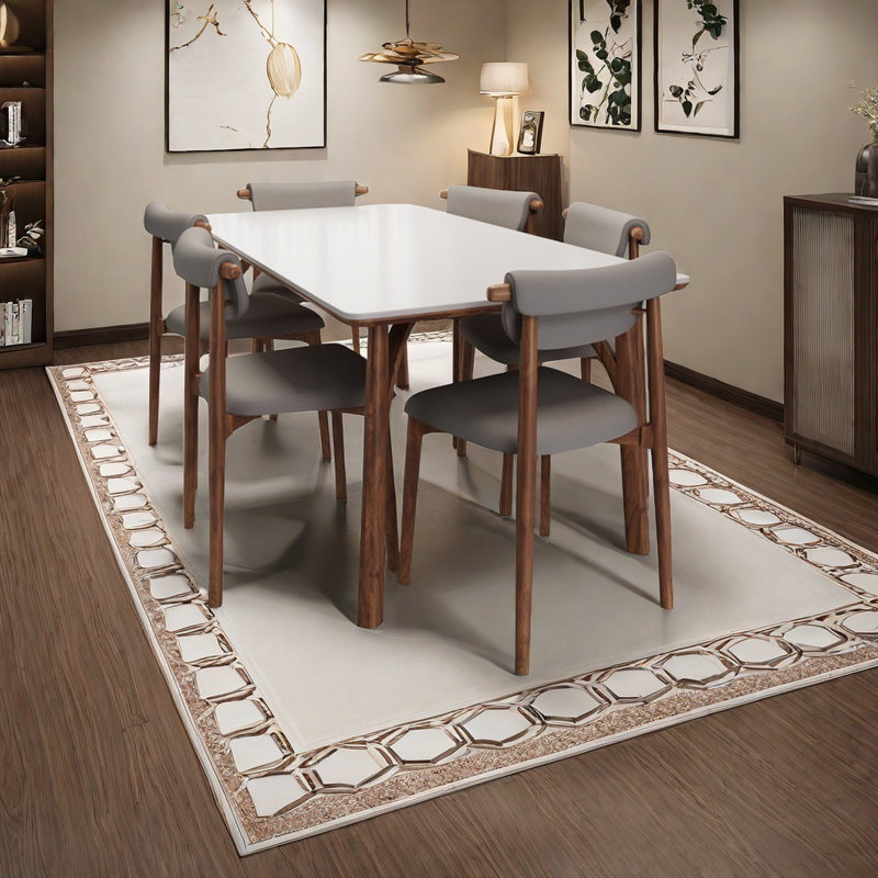 Graceful Simple Luxury Dining table and chairs, 29.5"H x 62.9"L x 31.4"W