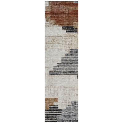 Machine Washable Indoor/Outdoor Xhevrie Paprika Rug
