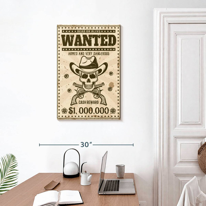 Lelar Skull Wanted Poster, 30" H x 20" W