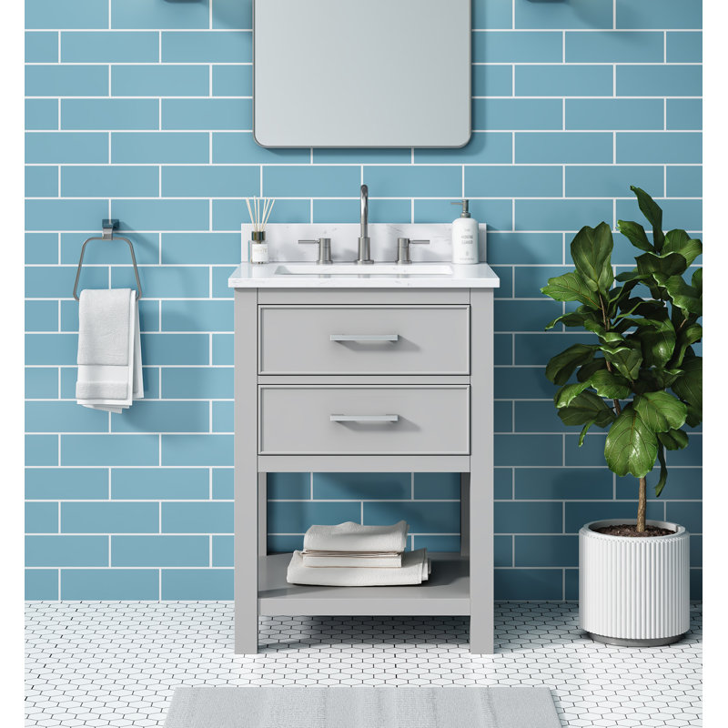 Ensemble de meuble-lavabo simple 25 po Brooks, Gris givré, Nickel