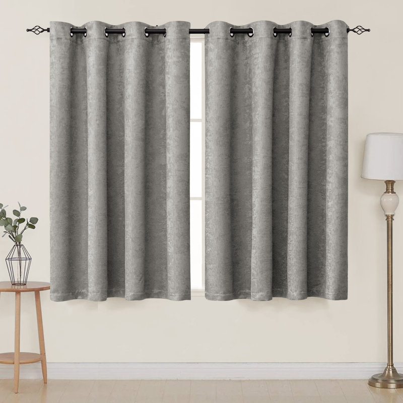 Jayla Blackout Curtain Pair, Light Gray, 53" W x 63" L