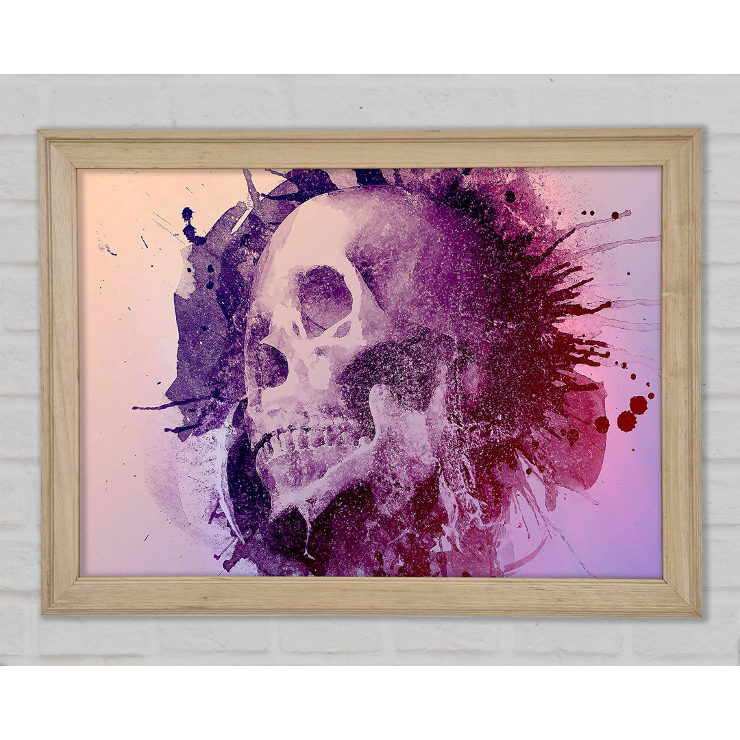 Aquarell Totenkopf Design Gerahmter Druck