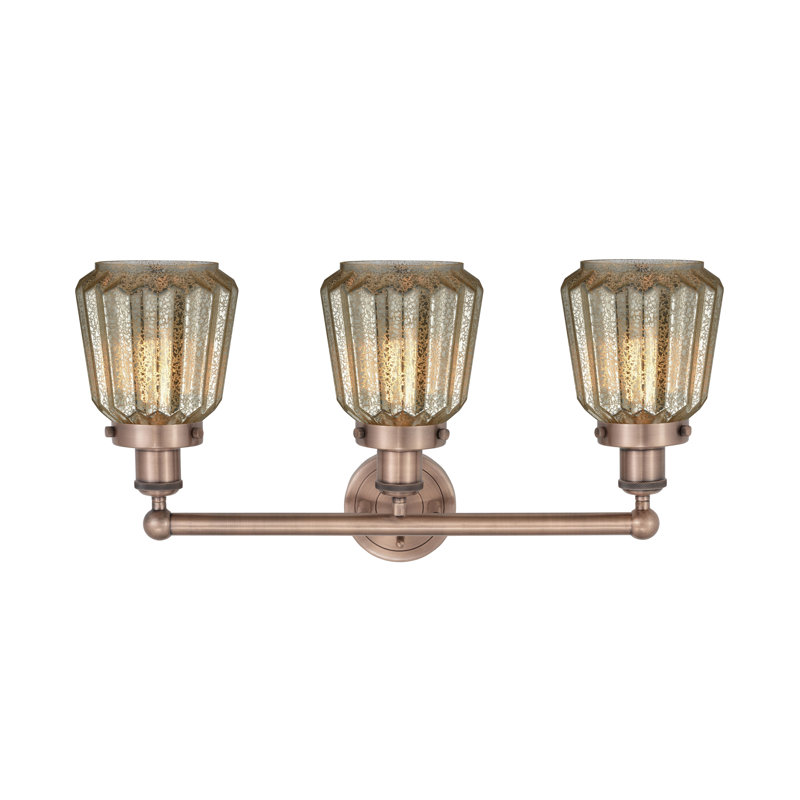 Éclairage pour meuble-lavabo à 3 lumières Aretzy, Cuivre antique, Mercurisé