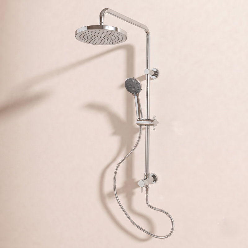 Système de douche à pluie à fixation murale avec douche à main Kingston Concord, Chrome poli