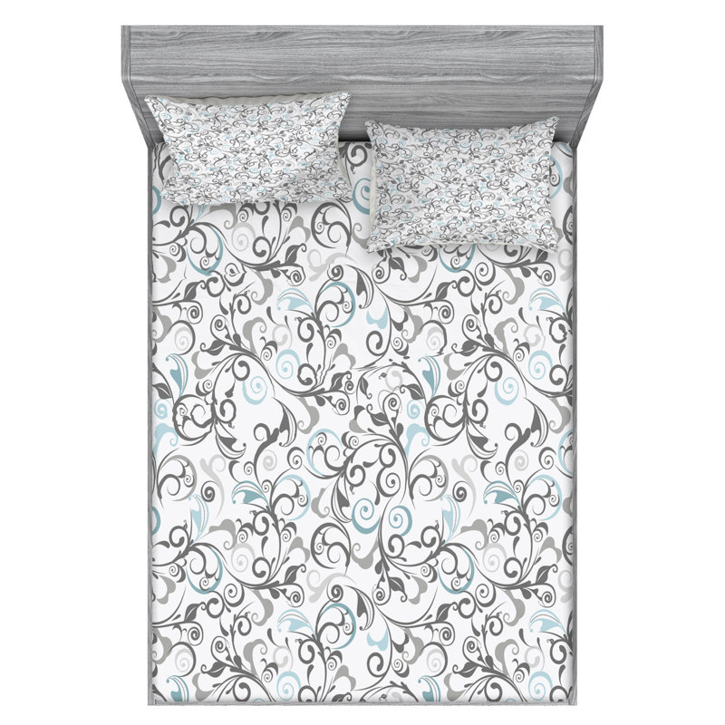 Microfiber Floral Sheet Set, Full Sheet Set + Fitted Sheet + 2 Pillowcases