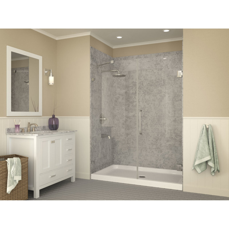 Glossy White 60" x 36" Acrylic Shower Base with Center Drain