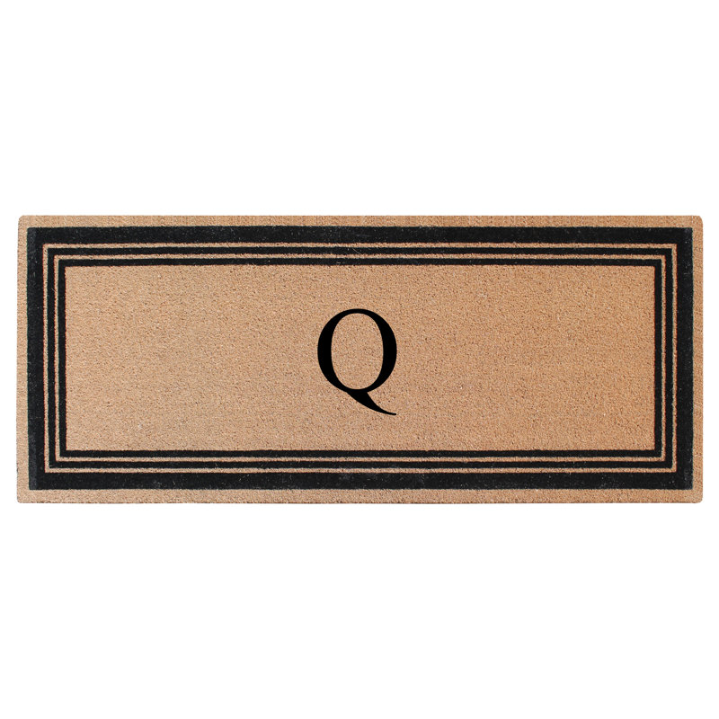 Monogrammed Triple Classic Border Natural Coir Door Mat with PVC Backing – Heavy-Duty, Anti-Shed & Easy to Clean, Q