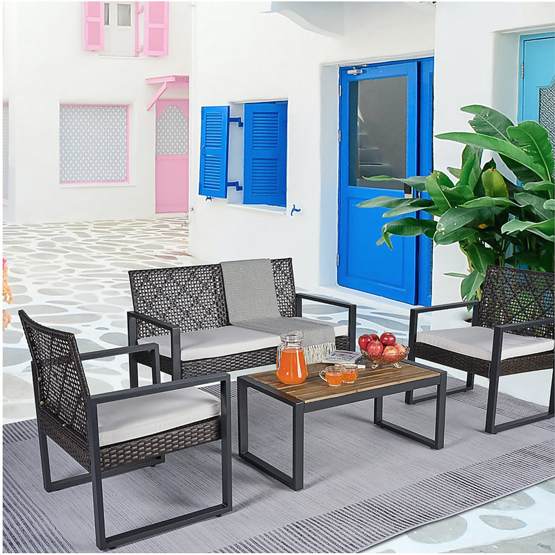 Ensemble de meubles de patio 4 pièces avec balcon et véranda