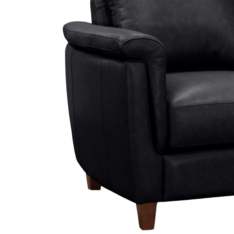 Causeuse en cuir véritable 57 po Rambrij, Noir
