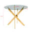 Élégant ensemble de salle à manger de style Mid-Century avec pieds en métal et plateau de table en verre-960192105-960192106