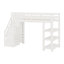 Lit mezzanine avec tablettes, escalier de rangement, petite armoire et lumière DEL-106765761
